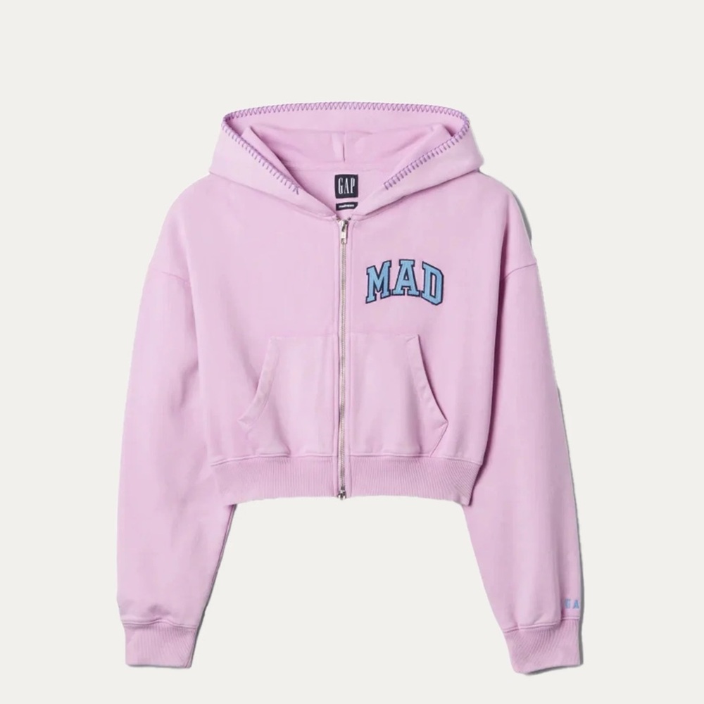 Gap x MadHappy Full Zip Cropped Mad Hoodie Lavender Hoodie Women's Size XS-L